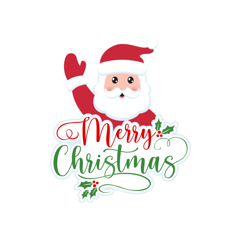 Santa Cartoon with Merry Christmas Text