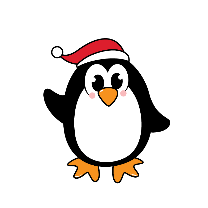 Penguin with a Christmas Hat - winter holiday fun free image