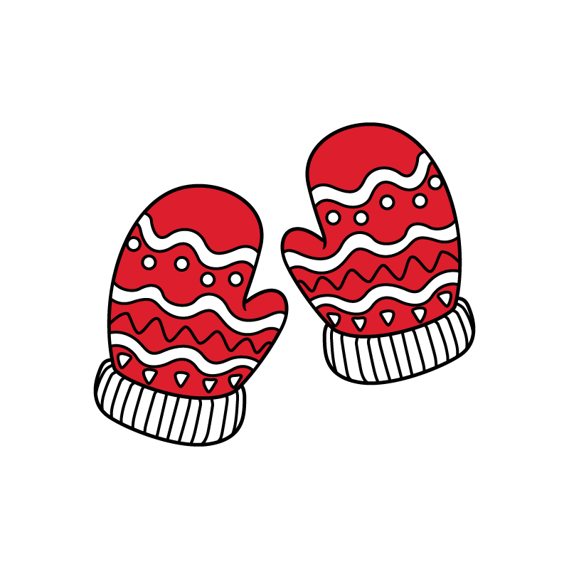Christmas gloves with red and white color