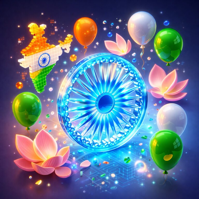 3D Ashoka Chakra Tricolor Art – Republic Day Creative Image