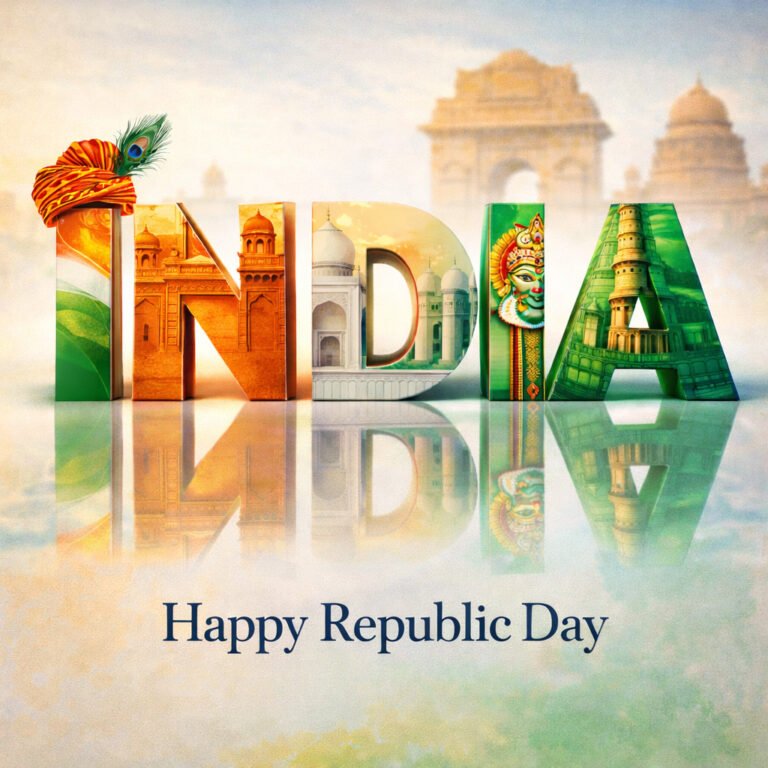 3D INDIA Typography Art – Happy Republic Day Creative Design
