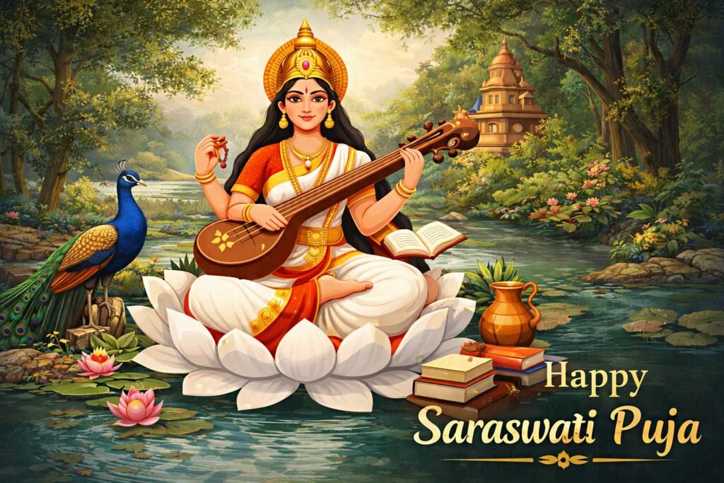 beautiful saraswati puja free image for festival post