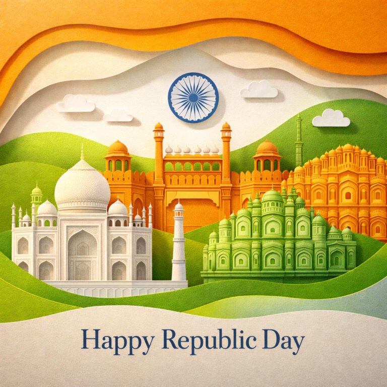 Paper Cut Style Indian Monuments – Republic Day Creative Art