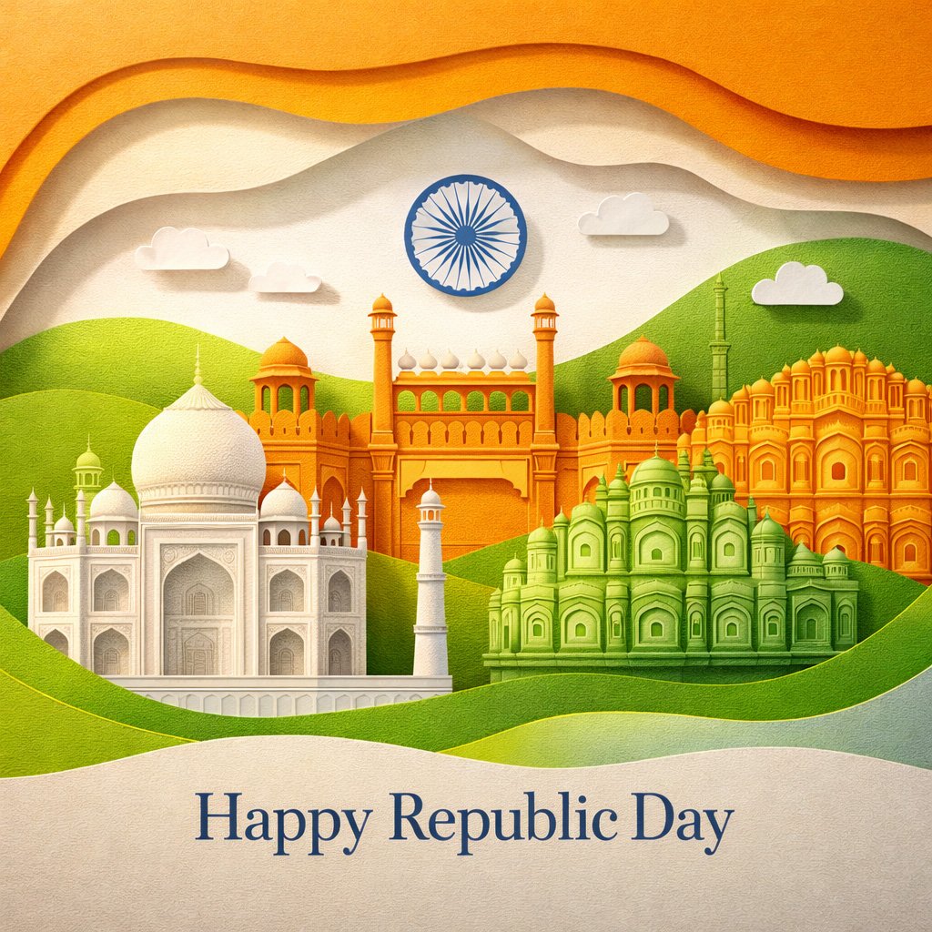 Paper Cut Style Indian Monuments – Republic Day Creative Art