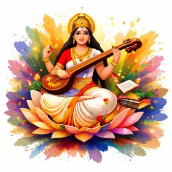 colorful saraswati puja post image free