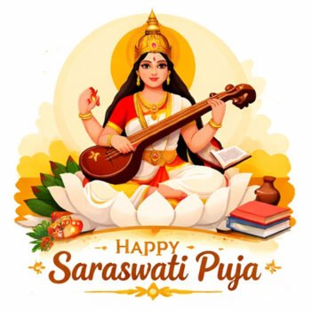 goddess saraswati festive image for puja celebration
