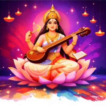 simple saraswati puja festive image