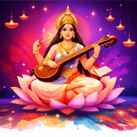 simple saraswati puja festive image