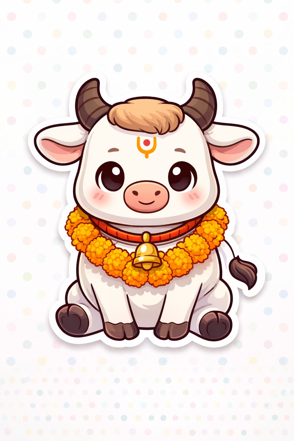 Cute Kawaii Nandi Bull Illustration – Maha Shivaratri Special Art-grapikx