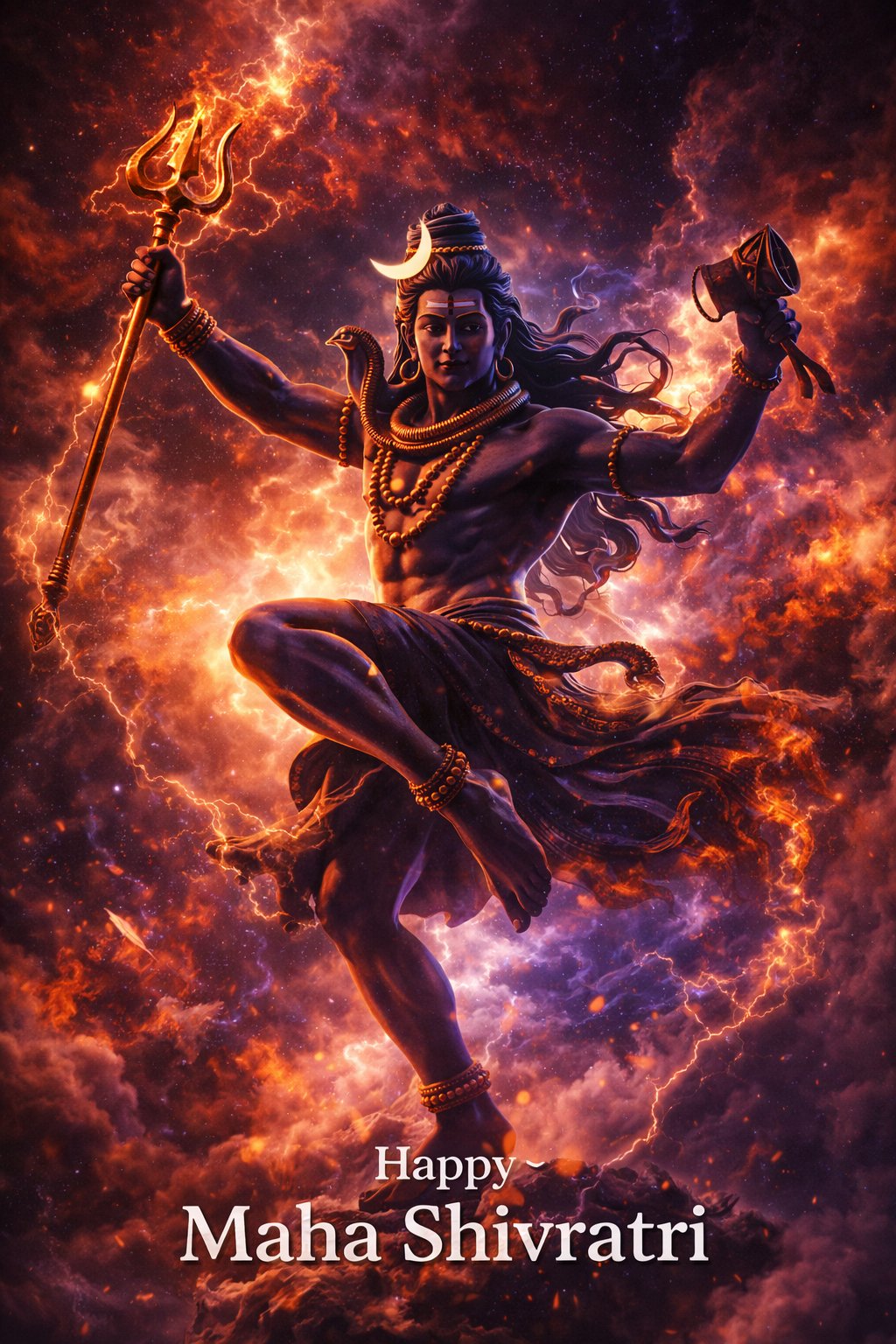 Lord Shiva Tandava in Cosmic Energy – Maha Shivaratri 3D Art-grapikx