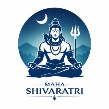 Minimalist Lord Shiva Vector Art with Trishul and Crescent Moon-grapikx