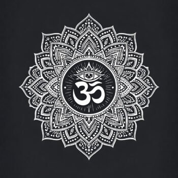Sacred Om Mandala with Third Eye – Spiritual Hindu Wall Art-grapikx