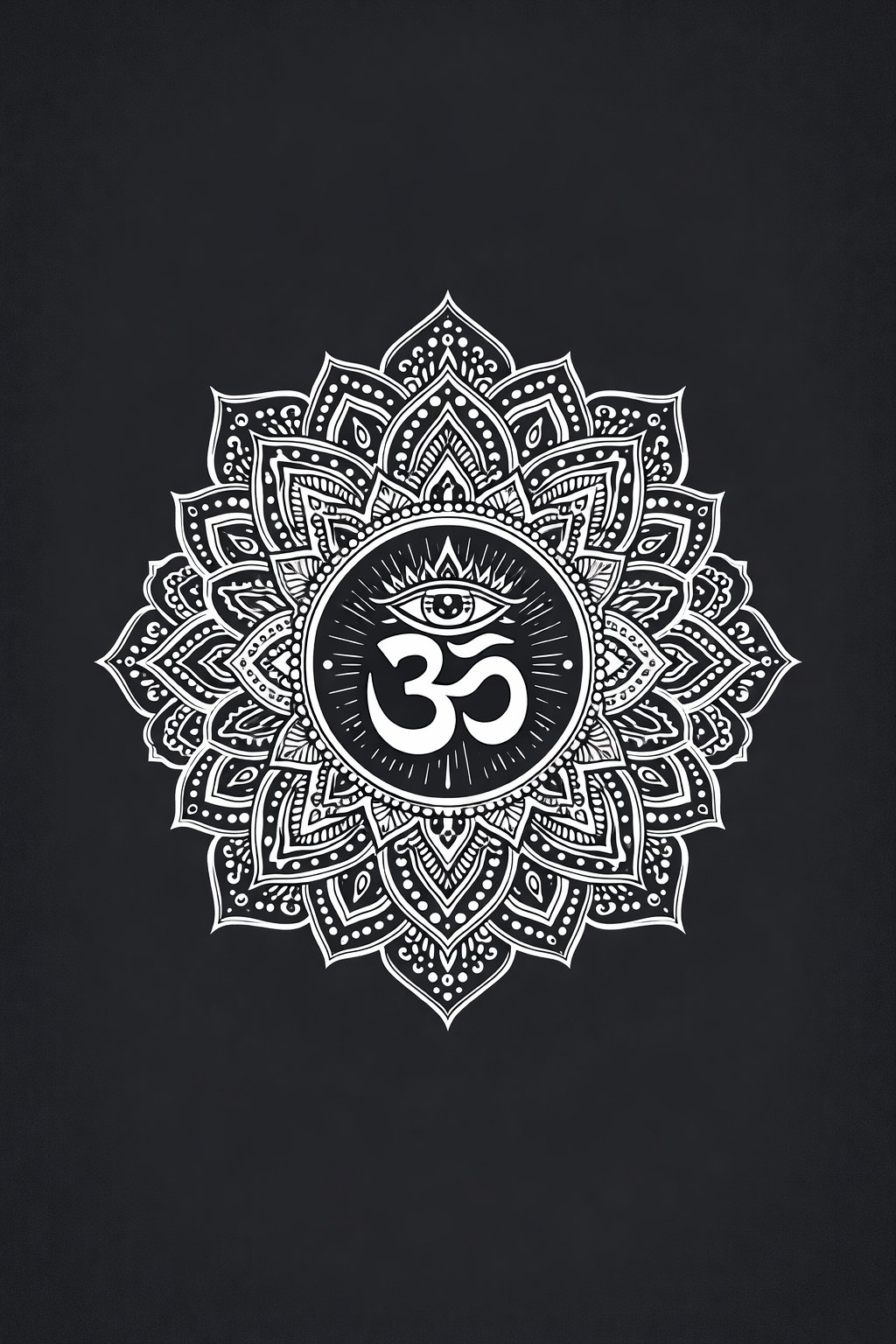 Sacred Om Mandala with Third Eye – Spiritual Hindu Wall Art-grapikx