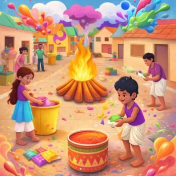 Traditional Holi Celebration Art Scene